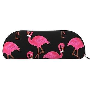 IguaTu Mooie roze flamingo's lederen potlood etui - cosmetische tas met gladde rits - munt tas - kantoor briefpapier organizer, Zilver, Eén maat, Schooltas