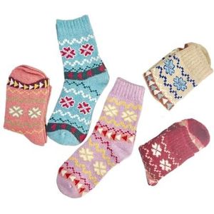 YIJIANUO 5 Paar Sok Leisure Enkel Crew Fuzzy Dikke Warme Vrouwen Herfst Winter Konijn Wol Warm Outdoor Kasjmier 8W141, Sok 3, One size