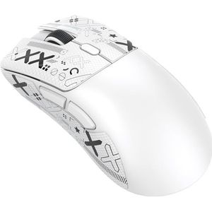 ATTACK SHARK R1 59g SUPERLIGHT muis met lint, PixArt PAW3311 gamingsensor, BT / 2.4G draadloze/bedrade gamingmuis, 6 verstelbare DPI tot 18000 (wit)