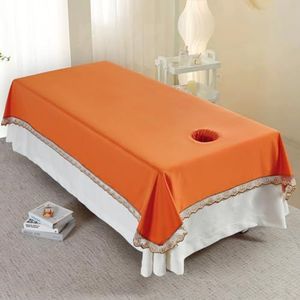 Orange(h),120x220cm,LDLCYCN Massagetafel Bed Laken Herbruikbare Massage Bed Cover Laken Spa Bed Cover Met Kant Zachte Comfortabele Matrashoes Voor Beauty Tattoo Beschermende Massage Bed Cover