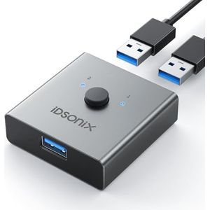 iDsonix USB 3.0 Switch Aluminium 1 in 2 Out(2 in 1 Out) Bi-Directional