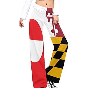 Groenland Maryland Vlag Yoga Broek Voor Vrouwen Casual Broek Lounge Broek Trainingspak met Trekkoord 3XL