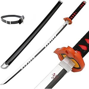 Demon Slayer Sword, Cosplay Katanas Blade Prop, voor Kamado Tanjirou Samurai Anime Ninja Zwaard decoratief speelgoed, voor Anime Liefhebbers Decoratieve Wapen Speelgoed Houten Model 41 inches, C