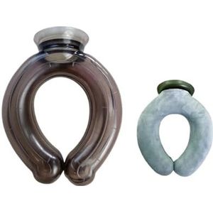 850ml U-vormige nek kussen ijszak warm water zak (zwart grijs set)