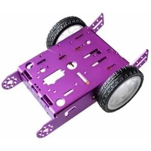 Nieuwe DIY Aluminium Trolley Robot Auto Intelligent Auto Chassis Legering Chassis 2-wielige Trolley (Color : White-Purple)