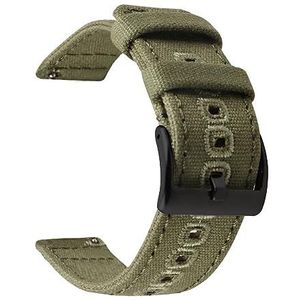 LQXHZ 18mm 20mm 22mm Gevlochten Canvas Band Compatibel Met Samsung Galaxy Watch 3/4 40mm 44mm Classic 46mm 42mm Quick Release Armband (Color : Army green black, Size : 22mm)