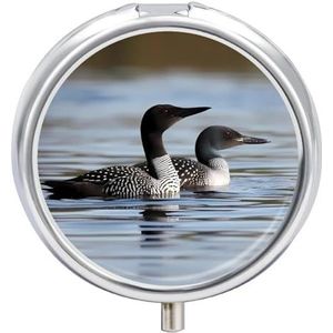 Loon Birds pillendoos medicijnpillenorganizer 3 compartimenten dagelijkse pillendoos kleine pillencontainer ronde pillenhouder reizen pillendoos metalen pillenetui voor portemonnee zak