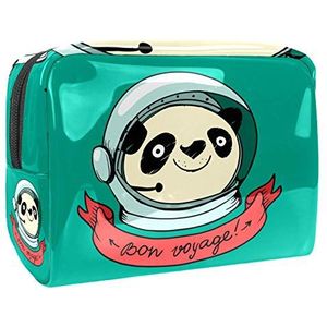 Make-uptas PVC toilettas met ritssluiting waterdichte cosmetische tas met cartoon Panda astronaut groen voor vrouwen en meisjes