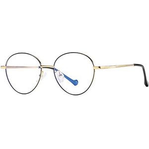 Joopin Blauwe Licht Bril Anti Blauwlicht Computer Gaming Scherm Brillen Dames Heren Transparant Ronde Bril (Zwart-Goud Frame)