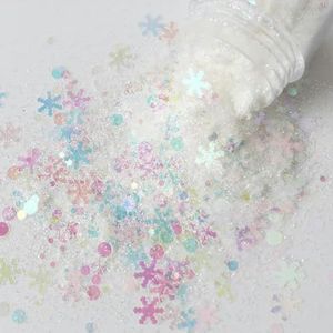 10 ml / 1 blik droom holografisch pigmentpoeder nagellak pailletten nagelkunst pailletten gemengde vorm polyester film manicure decoratie-wit 10 ml