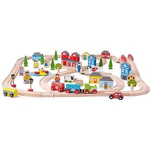 Bigjigs Rail Town and Country Train Set - Wooden Railway Playset