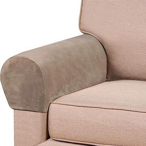 Bieyaet Armleuning Beschermers, Sofa Armleuning Beschermers voor Fauteuils, Banken, Antislip Fauteuil, Premium Armleuning Covers Rekbare Stoel Bank (1 set, 2 stuks,Grijsbruin)