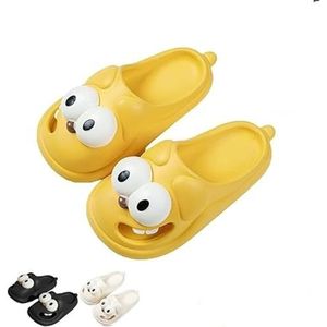 Tongzoen Slippers, Oog Hond Slippers, Anti-slip Cute Funny 3D Voor Vrouwen Man, Oog Hond Leuk Cartoon Pakket Hoofd Slippers Zachte Huis Sandalen Slides (Color : Yellow, Size : 8-9)
