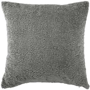 Tiseco Home Studio - Kussen (gevuld) DOLLY - polyester - teddy bouclé - 60x60 cm - donkergrijs