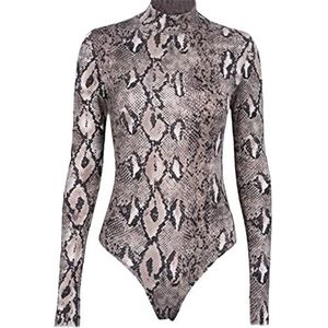Vrouwen Skinny Sexy Bodysuits Lange Mouwen Snake Skin Print Slanke Bodysuit Body Snake Skin Bodysuit M