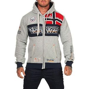 Geographical Norway FLYER MEN - Heren Hoodie En Zak - Man Sweatshirts Hoodies Pocket - Hoody Pullover Sweatshirts Warm Sweater Tops Jongens - Hoodie Jas Sport Casual Unisex LICHTGRIJS M