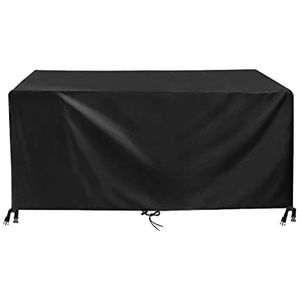 Beschermhoes voor tuintafel, 145 x 145 x 100 cm, zwart, 420D, Oxford-stof, waterdicht, UV-bestendig, dekzeil voor tuintafel, met touw en vergrendelingsgesp