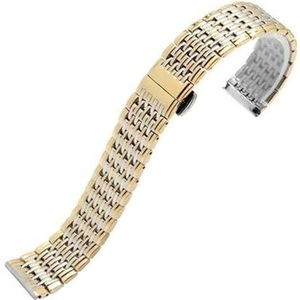 Horlogebanden Horlogebanden Roestvrij stalen horlogebanden 13 mm 18 mm Dunne metalen horlogeketting Vervanging Vrouwelijke riem Vervangingsriem Man vrouw (Color : Silver and Gold, Size : 13mm)