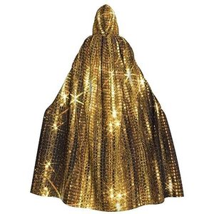 Gouden pailletten fonkelende betoverende cape met capuchon voor volwassenen voor Halloween en feestkostuums - modieuze damesgewaden, capes