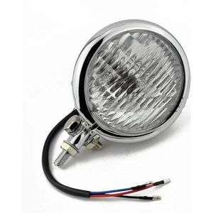 Motorfiets koplamp Motorfiets H4-lamp Koplamp Ronde Retro 12V Koplamp Grootlicht/dimlicht Universeel Koplampassemblage & -onderdelen(Chrome)