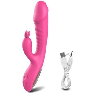 Rabbit Vibrator Women Sex Toys | G Spot Vibrator | Clitoris Stimulation | Realistic Dildo Vibrator with 10 Powerful Vibrations Dual Motor Stimulator | Adult Toys Women or Couple (Pink, Without box)