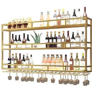 Wandgemonteerde drankplank, wandmontage led wijnrek wijnglazen rek, voor drankflessen en wijnglazen - ondersteboven hangende beker - Home Kitchen Decor