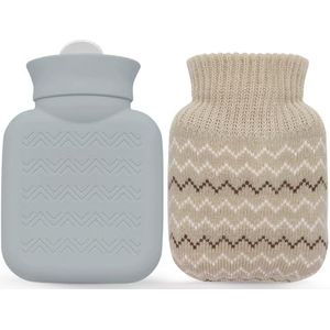 320 ml warmwaterkruik met gebreide hoes, mini-warmwaterzak voor pijnverlichting, taille, rug, nek, schouders, kleine lekbestendige warmwaterkruik met afneembare hoes voor vrouwen, kinderen, beste