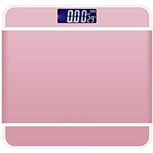 Weegschaal Digitale Weegschaal Badkamerweegschaal Glazen Platform Lichaamsvetweegschaal Display Met Achtergrondverlichting Personenweegschaal(Pink)