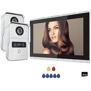 Walkie-talkie, 2MP 1080P 10-Inch Video Intercom Touchscreen Grote Tuya Draadloze POE Bedrade Deurbel for Villa Platte RFID Toegangscontrole(2v1)