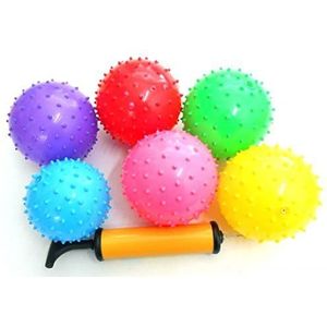 jameitop® 6x egelbal prikkelbal noppenbal massagebal kleurrijke kleuren incl. balpomp, diameter ca. 9-11 cm