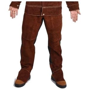 Veiligheidskleding op de werkplek Koeienhuid Laswerk Argonbooglassen Lange mouwen Beschermend Anti-boogspatten Kledingpak(Brown patchwork pant,XL)