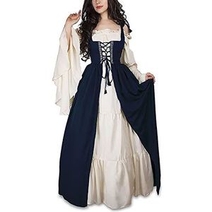 Guiran Dames retro Renaissance Middeleeuwse kostuumjurken verkleedjurk avondjurk, Blauw, M