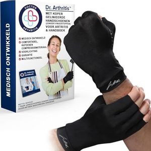 Medische uniseks koper compressie handschoenen, handschoenen zonder vingertoppen voor carpaletunnelsyndroom, handbrace voor artritispijn (Zwart, S)