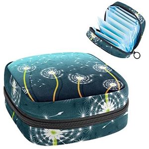 Periode Pouch Draagbare Tampon Opbergtas,Tampon Houder voor Portemonnee Vrouwelijke Product Organizer,Mooie Blowball Paardebloem, Meerkleurig, 4.7x6.6x6.6 in/12x17x17 cm