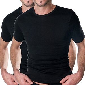 HERMKO 16800 2-pack heren business korte mouwen onderhemd aangenaam zacht dankzij modal, zwart, XXL