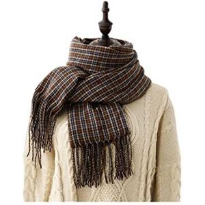 De wintersjaal, mevrouw. De sjaal Sjaal Vrouwen Kasjmier Plaid Sjaal Winter Warme Sjaal Wrap Vrouwelijke Pashmina Foulard Lange Dikke Deken(Brown blue)