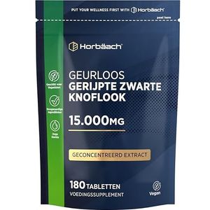 Zwarte Knoflook Extract 15.000mg | 180 Vegane Tabletten | Rijk aan Alicine en S-Allylcysteine (SAC) | Gelijk aan 15.000 mg zwart knoflook poeder | Horbaach