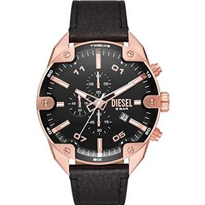 Diesel - Spiked - Chronograaf Horloge - Zwart - Leer