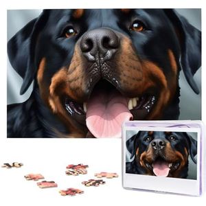 Rottweiler honden tong hoofd puzzels gepersonaliseerde puzzel 1000 stukjes legpuzzels uit foto's foto puzzel voor volwassenen familie