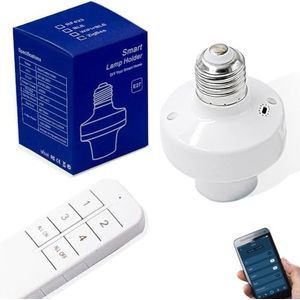 QIACHIP Zigbee Draadloze lamphouder E27 met afstandsbediening, Smart lamphouder, schakelaar, werkt met Alexa Echo, SmartThings en eWelink app, lampvoet-adapter voor verlichting