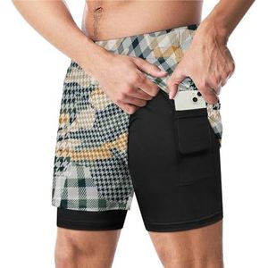 Hounds Tand En Camouflage Patroon Grappige Zwembroek met Compressie Liner & Pocket Voor Mannen Board Zwemmen Sport Shorts