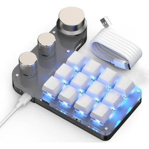 QPSJXN Mechanisch gamingtoetsenbord, bluetooth, personaliseerbaar, hot-toetsenbord, macro, programmeerbaar, mechanische schakelaar, compatibel toetsenbord (12-3 BT wit)