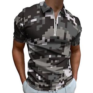 Militair camouflage poloshirt voor heren, casual T-shirts met ritssluiting en kraag, golftops, slim fit