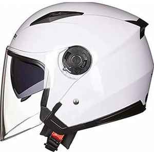 Motorfiets 3/4 Helm Retro Motorhelm Crashhelm DOT/ECE Getest Motorfiets Crashhelm met Dubbel Vizier Jethelm voor Scooter Cruiser Bromfiets voor Mannen Vrouwen G,XL=58-59CM