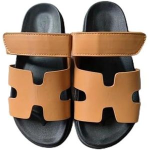 2024 Zomersandalen en pantoffels met dikke zolen maat klittenband Kleurblok Buitenkant Casual damesschoenen(Blackbrown,42 EU)