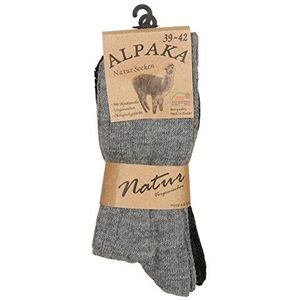 Cleostyle Collection Alpaca Heren-damessokken, extra warme winterkousen, naturel 17, grijs/antraciet, 39-42 EU