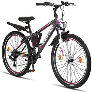Licorne Bike Guide Premium Mountainbike in 20, 24, 26, 27,5 en 29 inch, fiets voor meisjes, jongens, heren en dames (26 inch, antraciet)
