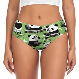 EdsfFehs Panda bamboe print damesslips, comfortabel, ademend, lichtgewicht sport en dagelijks, Zwart, XXL