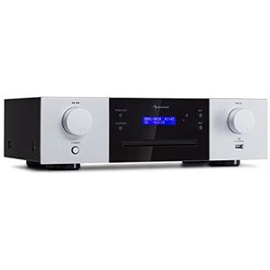 Auna CD-1000 DG, cd-speler hifi, USB, MP3, afstandsbediening, cd-speler met led display, cd receiver aluminium, zwart-wit