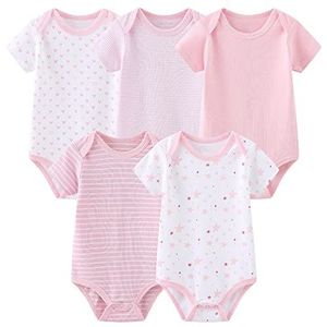 TONE Body's korte mouwen voor pasgeborenen baby jongens en meisjes 0-3 m/3-6 m/6-9 m/9-12 m katoen, Rosé, 0-3 Maanden